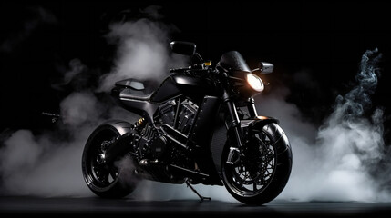 Fototapeta na wymiar Custom black motorcycle, industries, transportation, Generative AI