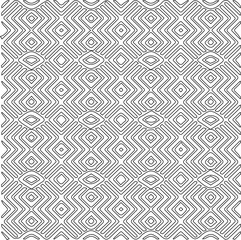 Monochrome ornamental texture with smooth linear shapes, zigzag lines, lace pattern.Abstract geometric black and white pattern for web page, textures, card, poster, fabric, textile.