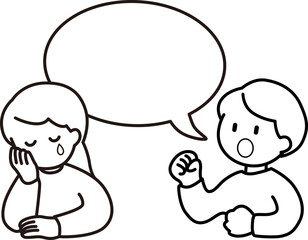 会話する男女とふきだし