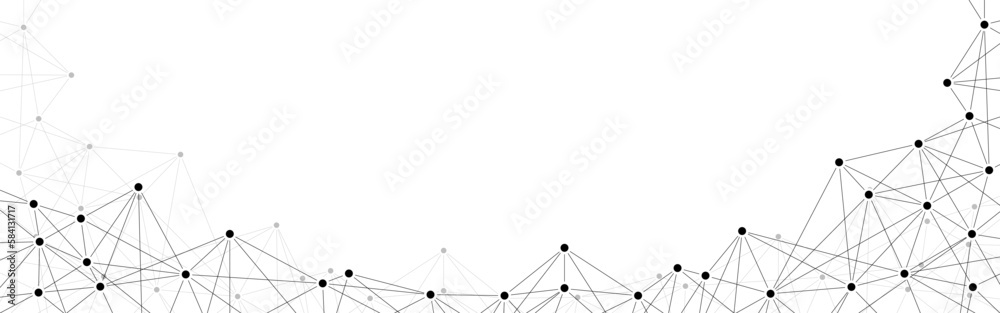 Aufkleber Technology polygon data network connect lines and dots background template.	