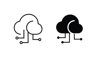 Cloud IOT icon with wifi sign, Internet of Things symbol, black line isolated on white background, editable stroke vector illustration. cloud service illustration sign. communication symbol.