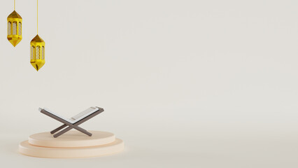 3D illustration of Ramadan concept, background Ramadan Kareem, Background happy eid, 3d rendering