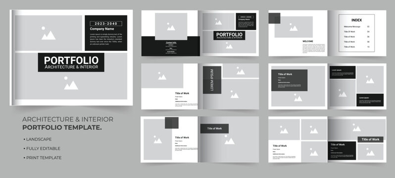 Architecture portfolio or interior portfolio landscape template