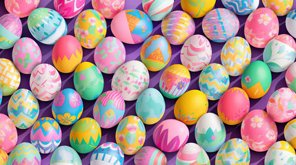 Fototapeta na wymiar Colorful Easter eggs wallpaper banner background, 