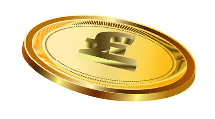 Pound sterling,Gold coin with pound sterling sign. Vector illustration isolated on white background
