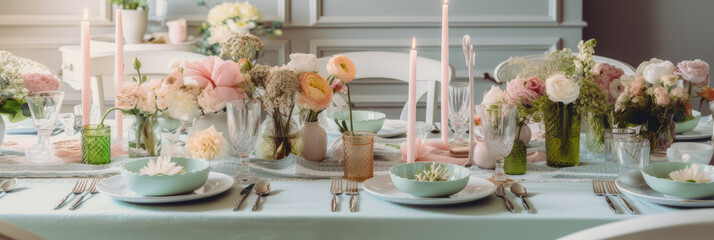 Easter spring table dinner place setting, 