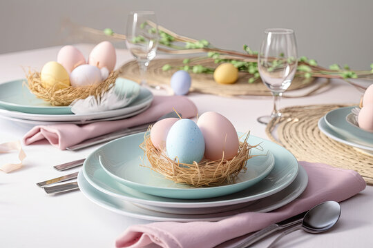 Easter spring table dinner place setting, 