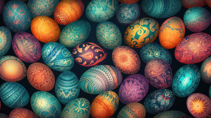 Colorful Easter eggs wallpaper banner background, 