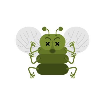 Fly died isolated. Vector illustration