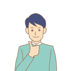 笑顔でいいねをする男性