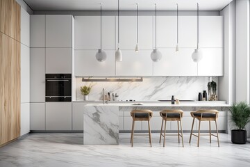 White walled luxury kitchen area. Generative AI