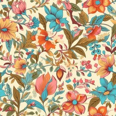 french style flower seamless pattern, ai generated