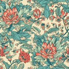 french style flower seamless pattern, ai generated
