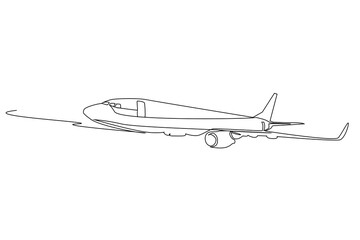 passenger plane air fly line art minimal drawing