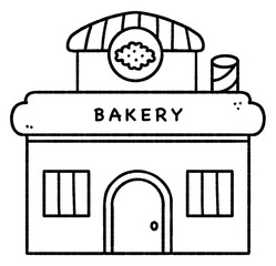 Bakery shop with Cute doodle outline