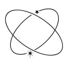 Modern minimalist aesthetic line frame elements, trendy linear frames with stars, geometric forms. Arch frame with sparkles for social media or poster design, simple decorative frame with boho style