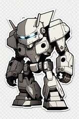 Naklejka premium Laser mech, comic, futuristic, war commander, weapon, transmutable, ai generated art, wall art, wallpaper frame art, render