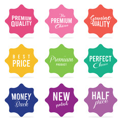 Set of Price tags. Promotional sale badge and retail paper stickers.