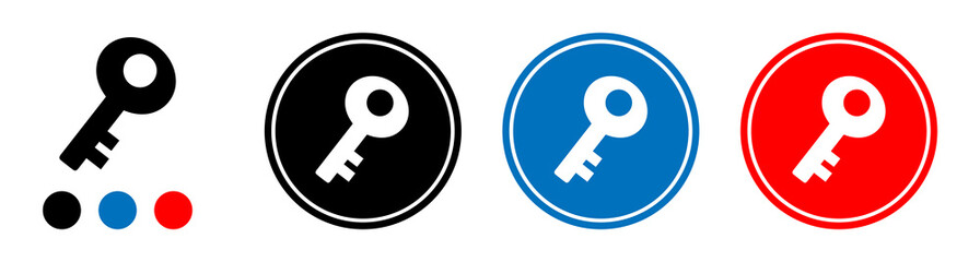 lock icon, lock symbol, key to lock black, blue and red color