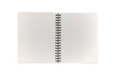 Isolated blank notebook on a blank background - open sketchbook