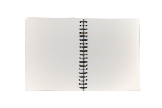 Isolated blank notebook on a blank background - open sketchbook