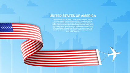american flag banner in ribbon shape for national day