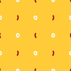 Egg and sausage pixel art pattern seamless. 8 bit Fried egg and bacon background. pixelated breakfast concept texture