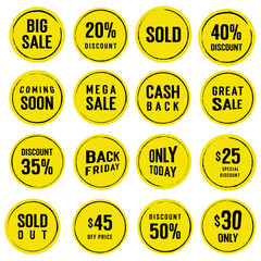 Set of Price tags. Promotional sale badge and retail paper stickers.