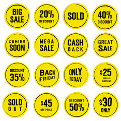 Set of Price tags. Promotional sale badge and retail paper stickers.