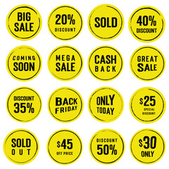Set of Price tags. Promotional sale badge and retail paper stickers.