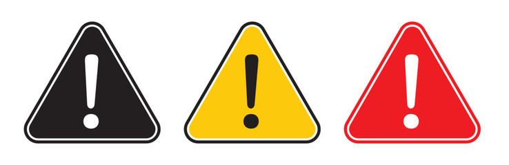 Risk icon. Danger warning alert triangle attention sign. Caution vector symbol. Exclamation mark. Security threat or Failure sign. Mistake icon.  - obrazy, fototapety, plakaty