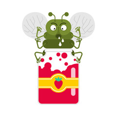 Fly and jam. Fly eats confiture