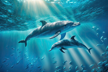 Obraz premium dolphin in the sea, AI Generative