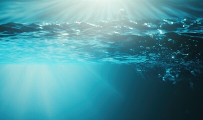 Fototapeta na wymiar Bright Sun Reflections on Blue Water Surface in Swimming Pool - Generative AI