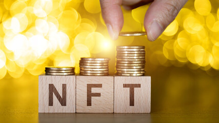 Coin stacks with word NFT