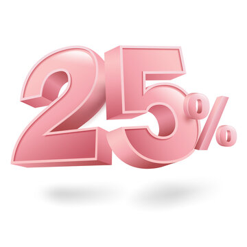 25 percent discount font in 3d vector style. Special offer 25% discount.