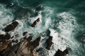 Top View of Ocean and Beach Landscape as a Background