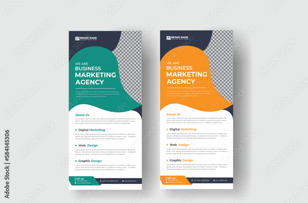 Wall mural business rack card design template with roll up banner design