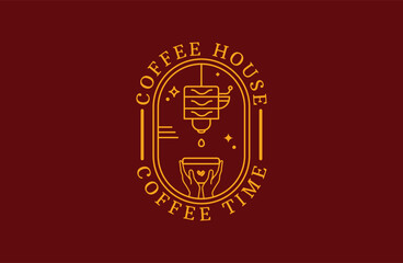 Minimal line logo coffee shop vector