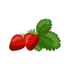 Berry strawberry on a colorless background in a cartoon style.