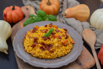 Healthy home made Pumpkin risotto with fresh herbs