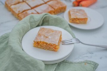 sweet home made carrot loaf cake on a table