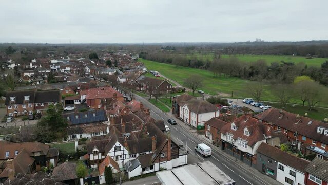 Ripley Village Surrey UK Drone, Aerial, 4K footage