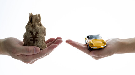 Money change car on white background