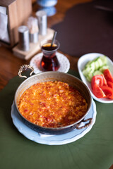Traditional Turkish breakfast with Menemen