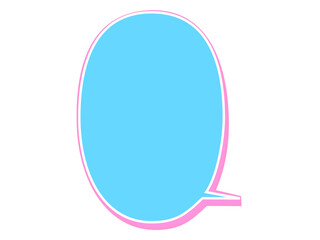 縦長楕円の吹き出し　トンガリ短め　ピンク・青