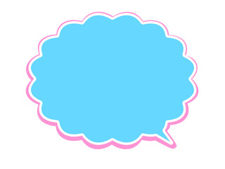 モコモコした形の吹き出し　２　ピンク・青