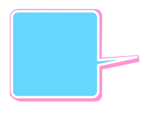 四角の吹き出し　ピンク・青