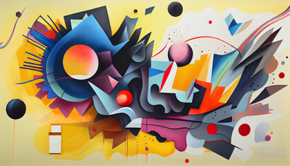 Fototapeta premium Colorful Abstract Shapes Art, Generative AI