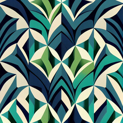 Fototapeta premium Blue and green minimalist geometric pattern, Generative AI